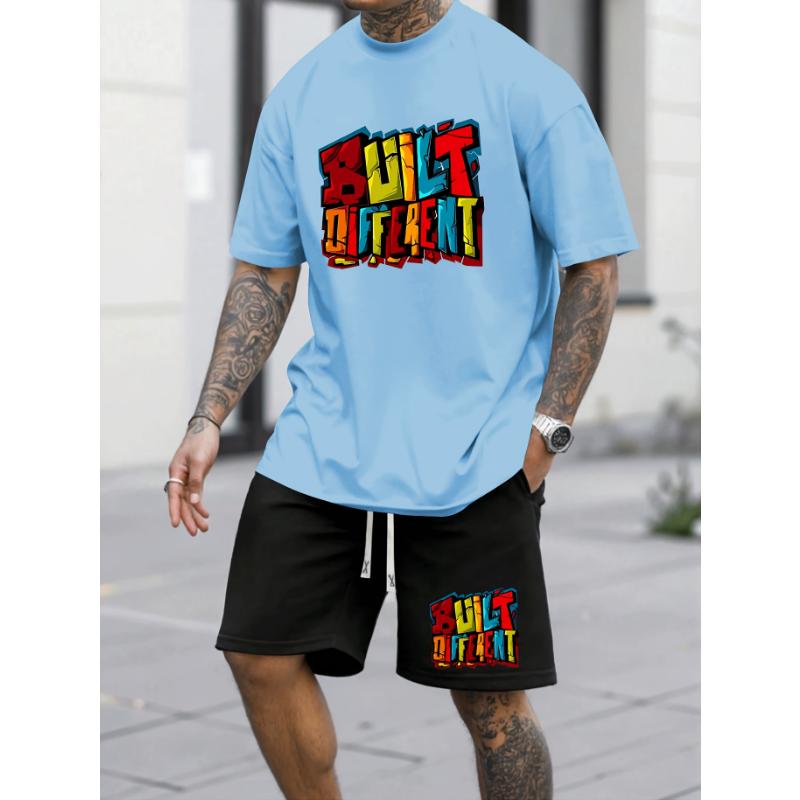 

2024 New Summer Fashion Casual Sports Suit Men s Stylish Running Short Sleeve Shorts Set S