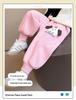 Girls' Cartoon Fleece Sweatpants - Thick, Warm, and Stylish for Autumn/Winter 2025
