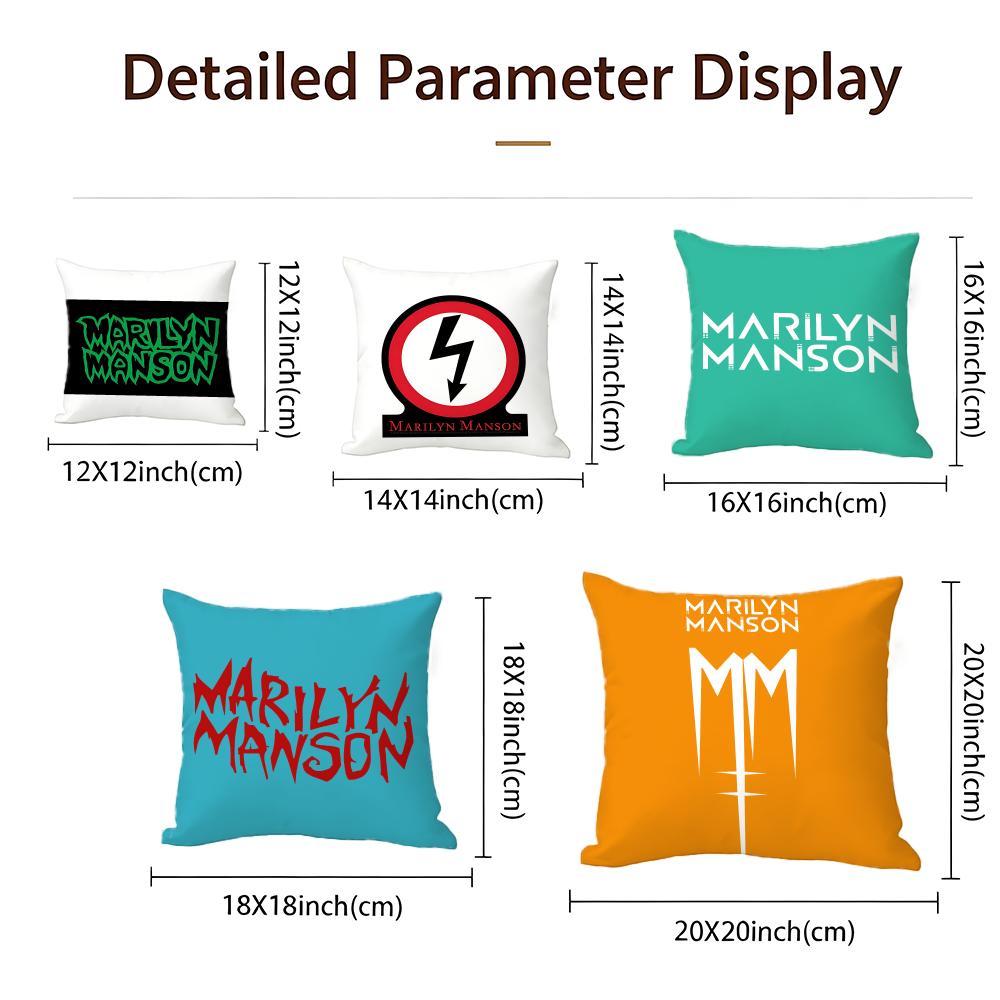 Rock Marilyn Manson Cushion Cover Cushion Cover Set 4Pcs 50X50 45X45 40X40 Pillowcase Decorative Sofa Home Decor