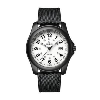 BUREI Men's Quartz Analog Watch, Simple Design, Date Display, Waterproof, Luminous, Lightweight, Black, Silica Gel Strap, Unisex, Stylish, Casual,