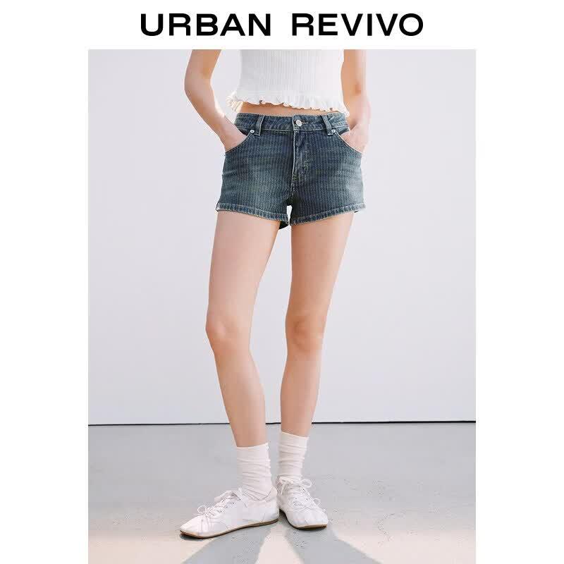 Women s Striped Washed Denim Shorts 27