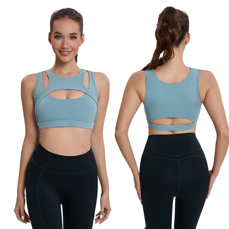 European & American Shockproof Sports Bra - Women's Large Bust Yoga & Fitness Vest with Hollow Design