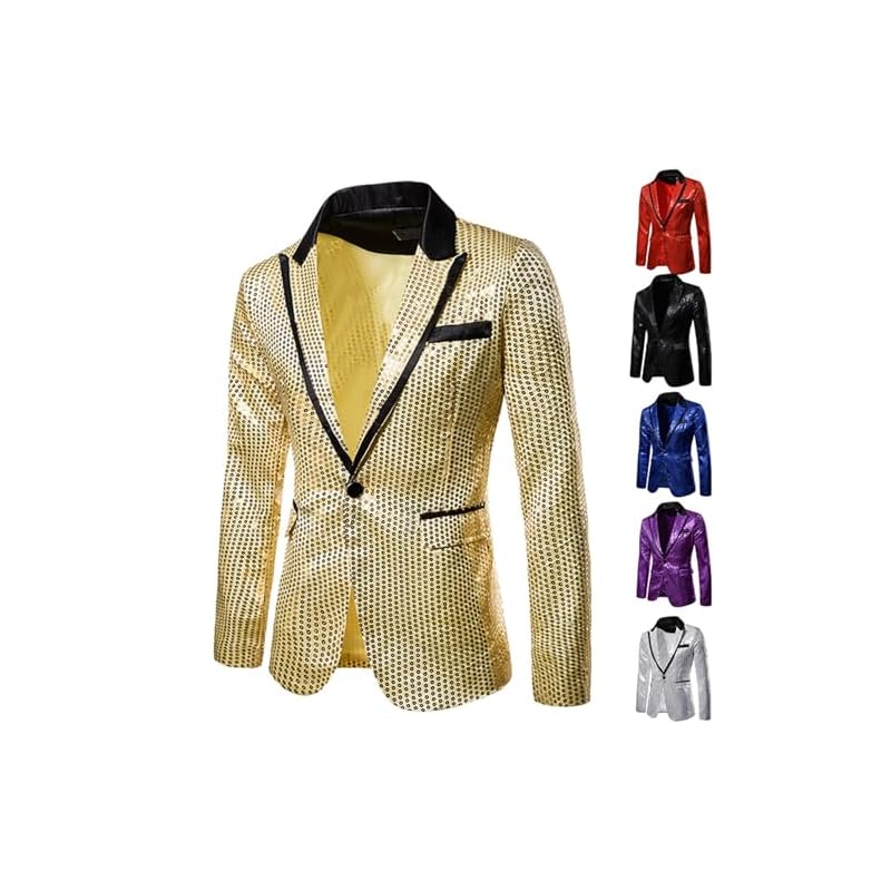 [Baestappy] Party Tuxedo, MC, Dance Costume, Year-End Party, New Year's Party, Stage Essential, Men's Sequin Prom Party Formal, Glamorous Shiny