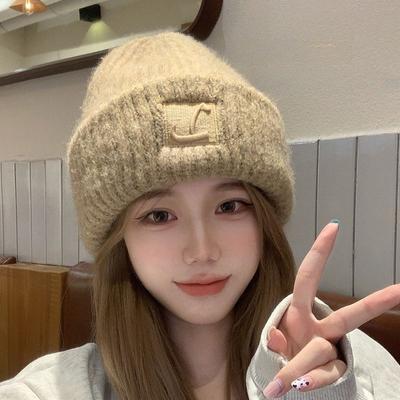 Otoño Invierno Mujeres Gorros de Punto Baotou Sombrero de Terciopelo Apilable Postparto de Moda