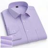 6XL Work Blue White Shirt Long Sleeves Men Formal Shirt Long Sleeve Office Solid Color Classic Striped Fashion Business Pocket
