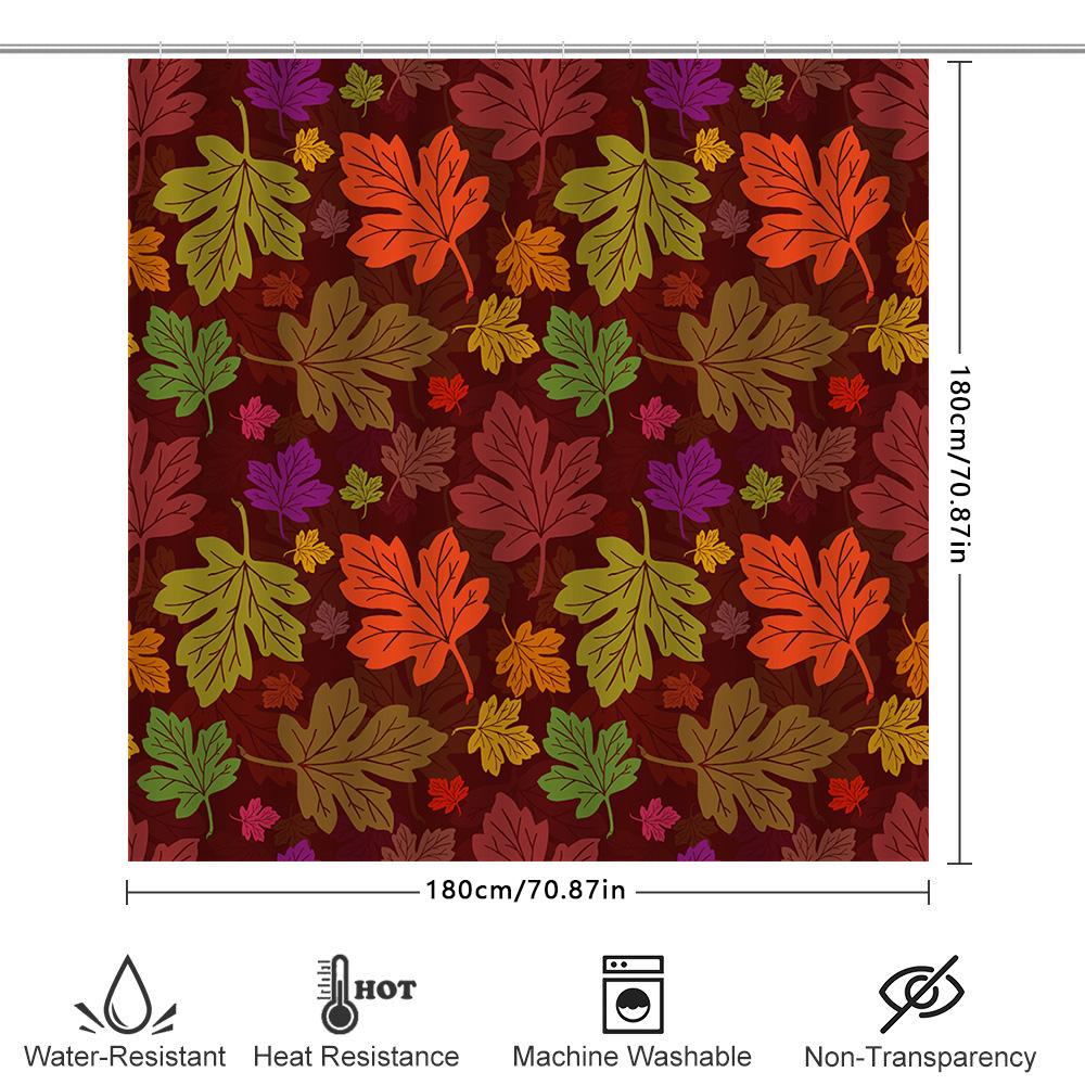 Colorful Leaves Shower Curtain Fall Decor for Bathroom 3D Printed Fabric Available in Multiple Sizes