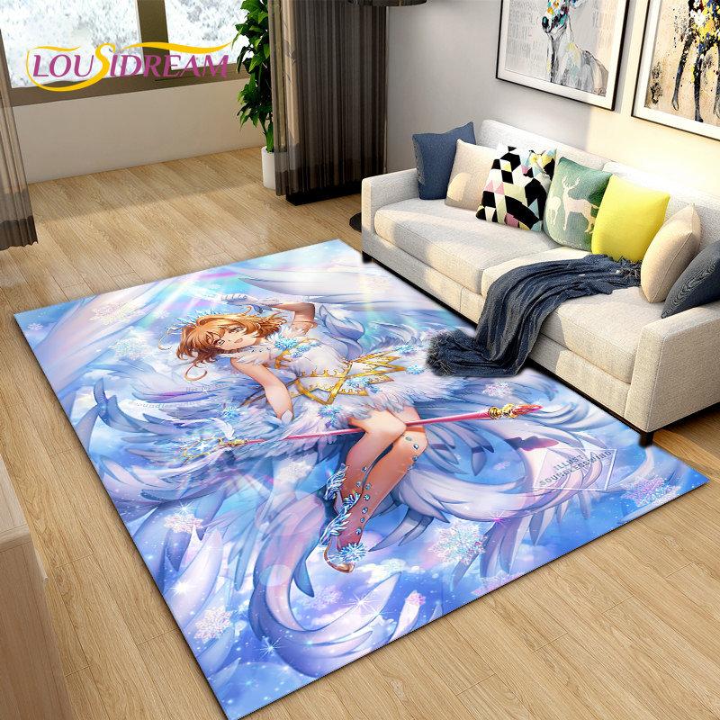Cute Cartoon Cardcaptor Sakura Area Rug,Carpet Rug for Living Room Bedroom Sofa Doormat Decoration, Kids Play Non-slip Floor Mat