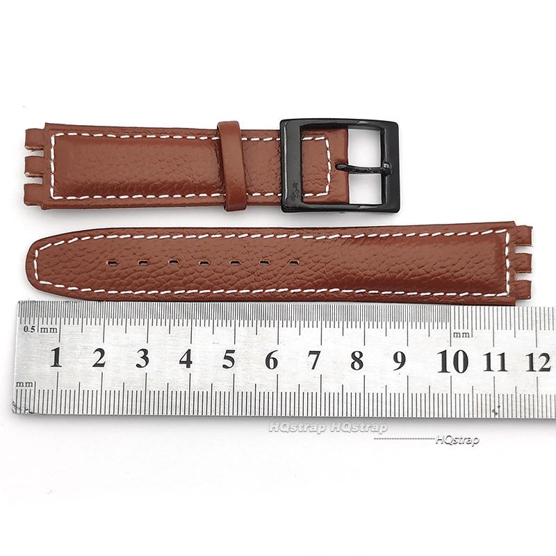 Pasek do zegarka Swatch 17mm Bransoleta ze skóry bydlęcej Wodoodporny Sportowy Zamienny Pasek Akcesoria