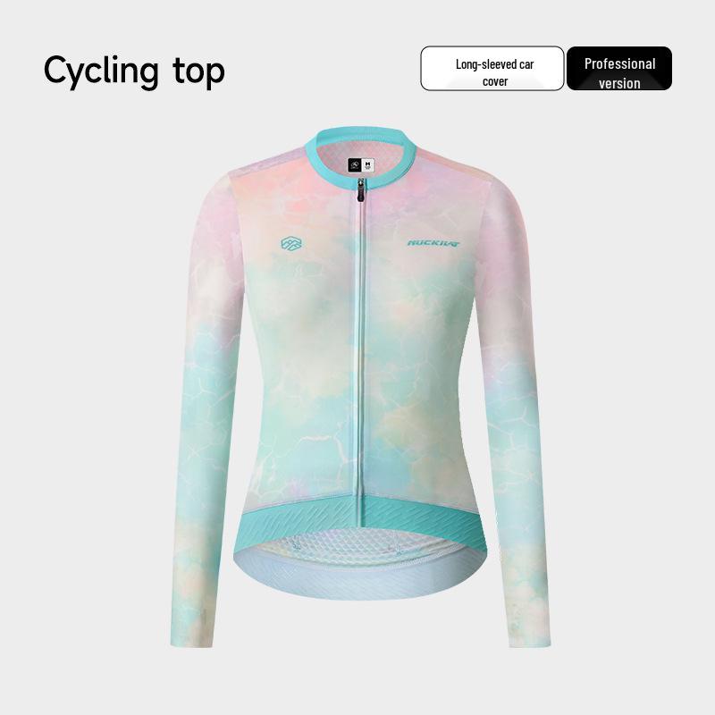 NUCKILY Damen Langarm-Radtrikot - Atmungsaktives Slim Fit mit Sonnenschutz für Frühjahrs-/Herbstfahrten.