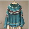 European & American Women's Color-Block Round Neck Fashion Pullover Sweater