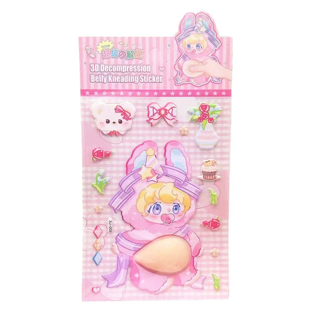 

Kids Cute Cartoon Squishy Belly Stickers 3D Puffy Animal Rabbit Panda Stickers Sensory Fidget Toys Stress Relief Adhesive Decals
