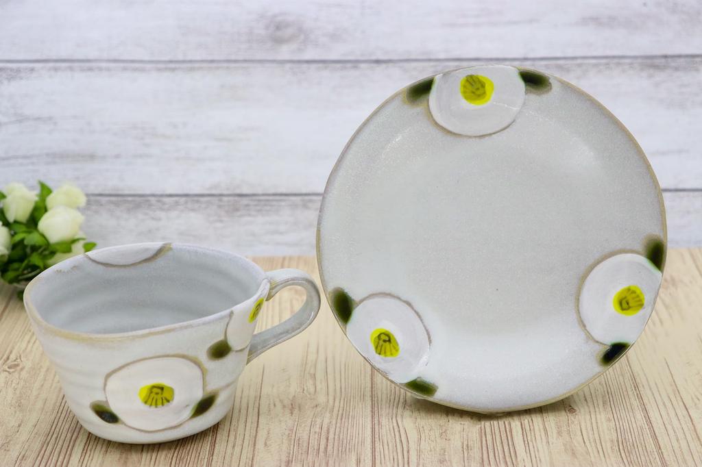 Craftsman House Seto Ware Mug Saucer Set Cup White Traditional Japanese House Cafe Made In Japan & (Coffee & Saucer) Camellia, Style,