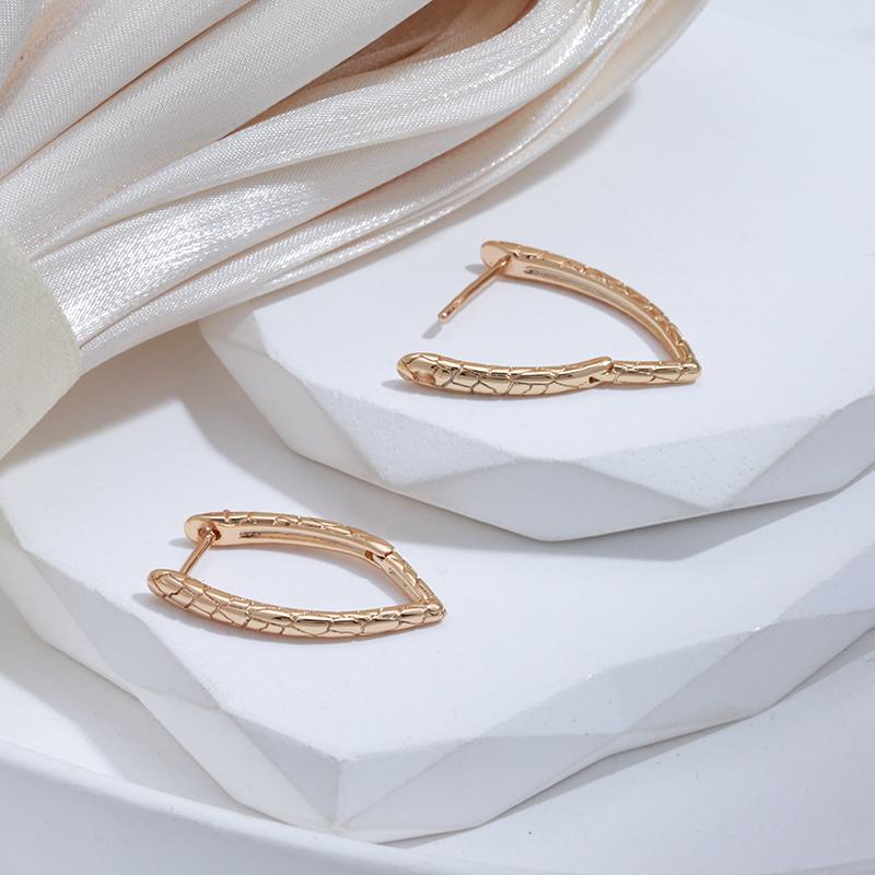 Kinel V Shape Snake Scale Drop Earrings For Women Rose Gold Color