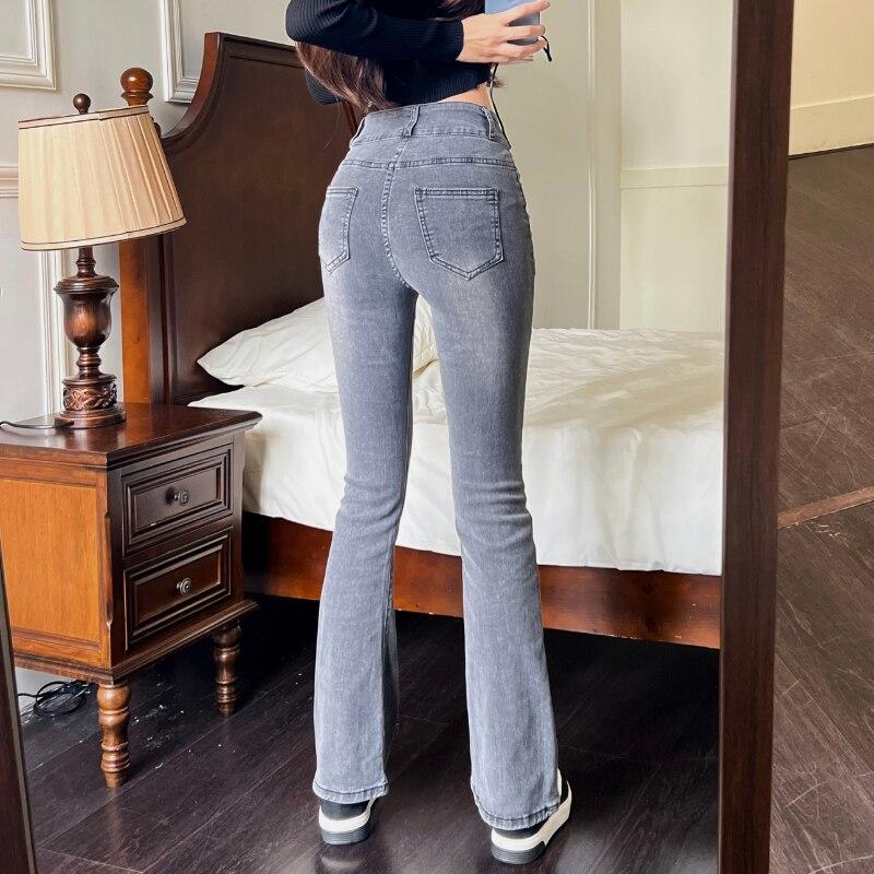 Podzim Jaro Skinny Jeans Ženy Džínové kalhoty Vintage Přiléhavé kalhoty Móda Dámské Tenké Elastické Ležérní kalhoty s rozparkem