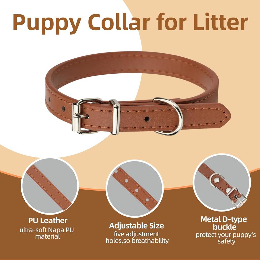 14-Pack Puppy Collar Ultra-Soft Adjustable PU Leather Puppy Collars for Litter Small Puppies Dog Kitten