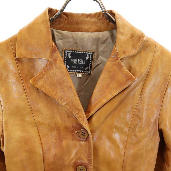 VERA PELLE Made In Italy Genuine Leather Leather Jacket S Camel Women Used