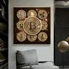 Modernes Gold-Bitcoin-Geld-Leinwandgemälde, inspirierendes Poster und Drucke, Wandkunstbilder für Wohnzimmer, Heimbüro-Dekoration
