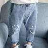 Children's Jeans Boys and Girls' Spring and Autumn Korean Style Casual Pants with Loose Embroidery Denim Pants