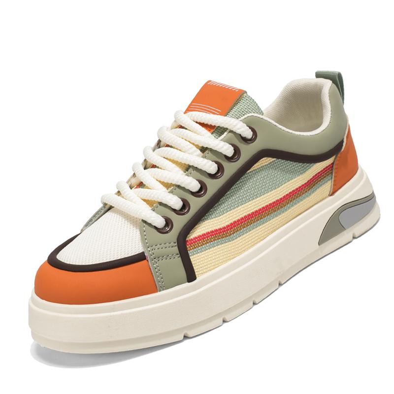 Men Platform Sneakers Street Style Shoes Personalized Mixed Color Design Skateboard Casual Outdoor Shoes