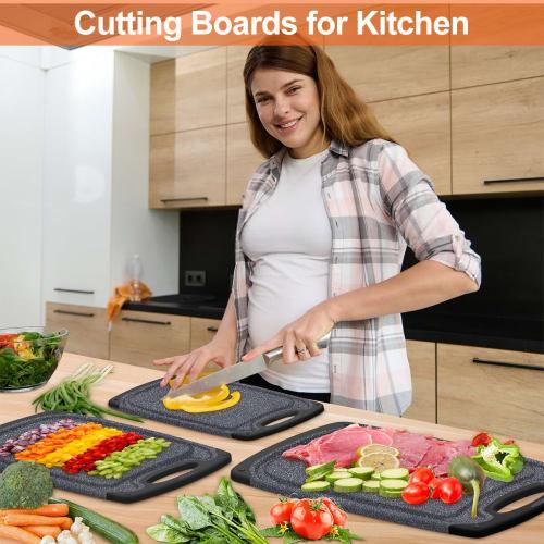 KIMIUP Kitchen Cutting Board (Set of 3) Professional Cutting Board Set, Dishwasher Safe, with Juice Groove and Carry Handle, BPA Free (Set of 3)