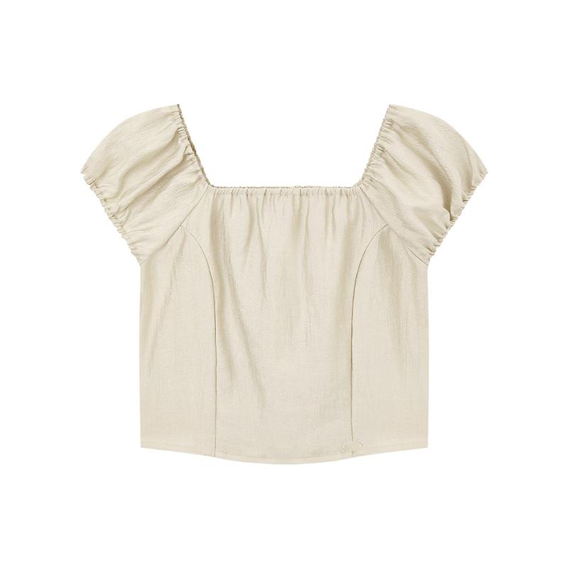 

ELLE KIDS Girls Elegant Satin Square Neck Puff Sleeve Top 140