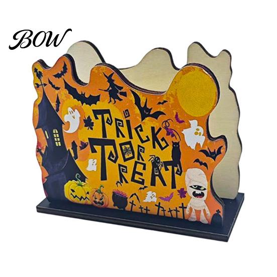 Seasonal Home Accents Halloween Wooden Napkin Holder, Ghost Pumpkin Decorative Tabletop Tissue Dispenser, Gift for Paper Storage Organizer Holiday