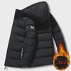 618 Men's Mid-Length Hooded Winter Jacket - Warm, Thick Plush Cotton-Padded with Ribbed M-Shaped Design