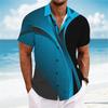 Men's Summer Color-Blocked Short-Sleeve Shirt, Stylish Design, Outdoor Casual Vacation Men's Shirt, Comfortable and Soft Fabric