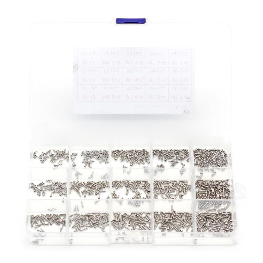 750pcs Small Screws Self-Tapping Screws Tiny Mini Screws Kits Mini Screws Set for Repair Glasses Watches Laptops Screws