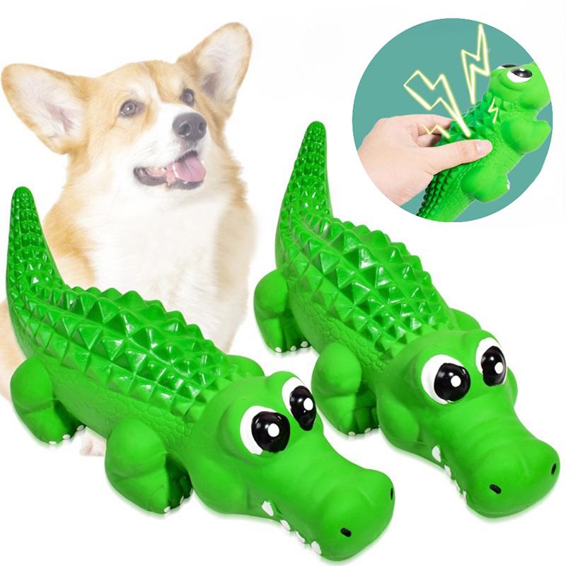 Dog Chew Toy Latex Crocodile Pet Squeaky Toys For Small Medium Dogs Interactive Teeth Cleaning Dog Sounding Toy Pet Supplies