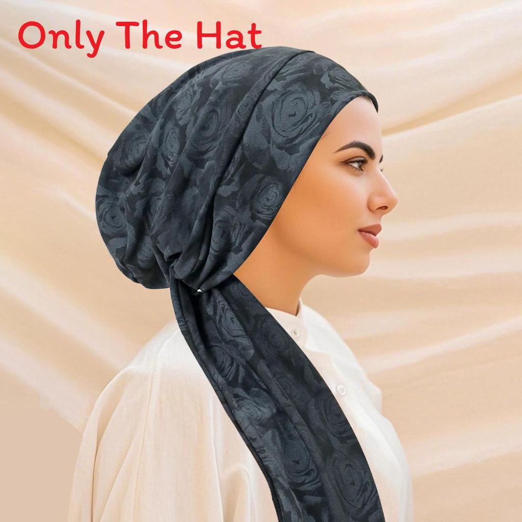 Vintage Rose Pattern Headscarf Hat With Tie Strap For Women Summer And Winter Wear