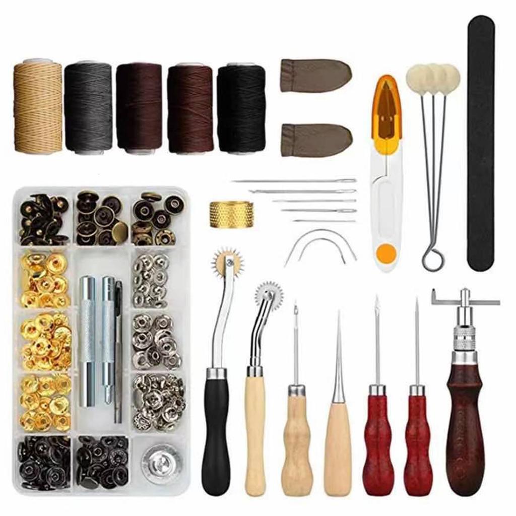 28PCS Craft Leather Tools Set DIY Leather Hand Working Tool Kit for Sewing Stiching Carving Printing Cutting
