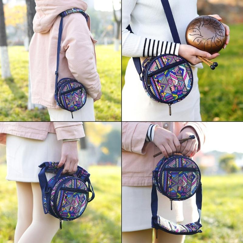 Compact Handheld Percussion Instrument Bag Stylish Ethnic Pattern, Durable Fabric, Shoulder Bag and Drum Storage Bags