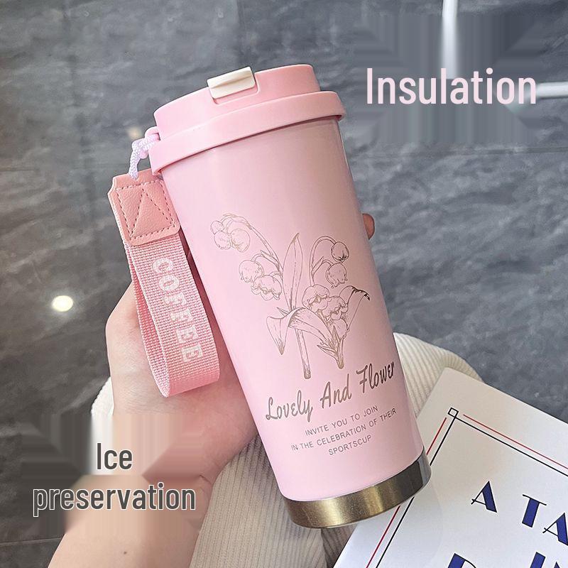 Lily of the Valley Stainless Steel Insulated Coffee Cup – High-End Customizable Gift for Girls