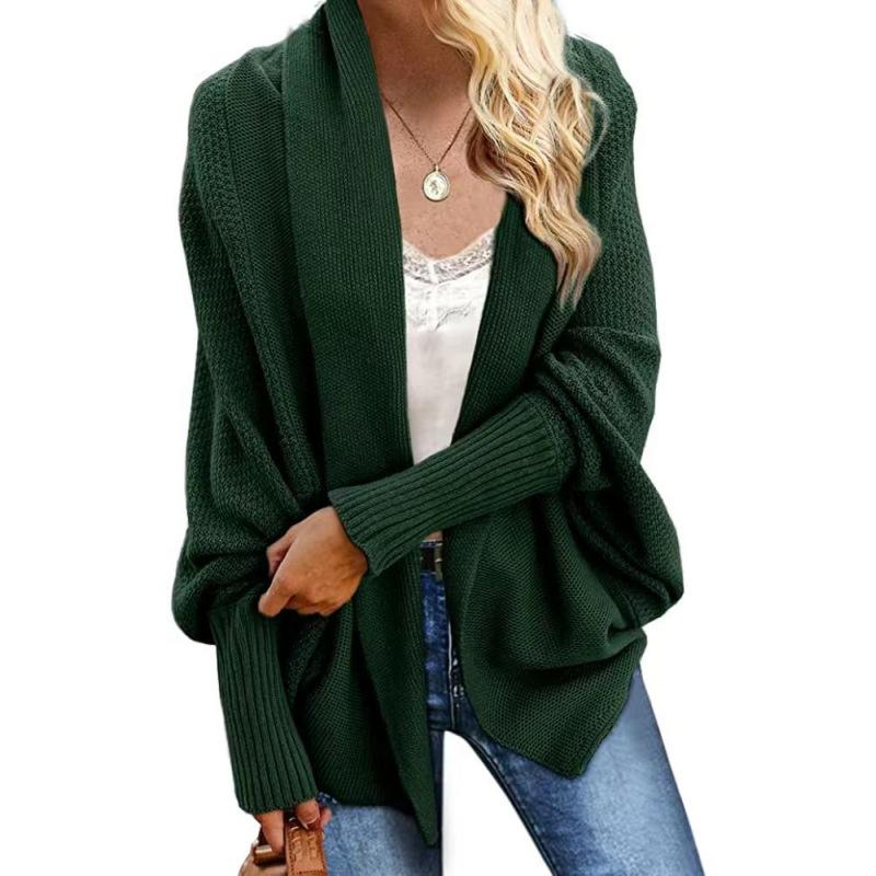 Women's Knitted Shawl Sweater Bat Sleeve Large Size Knitted Cardigan Sweater Coat