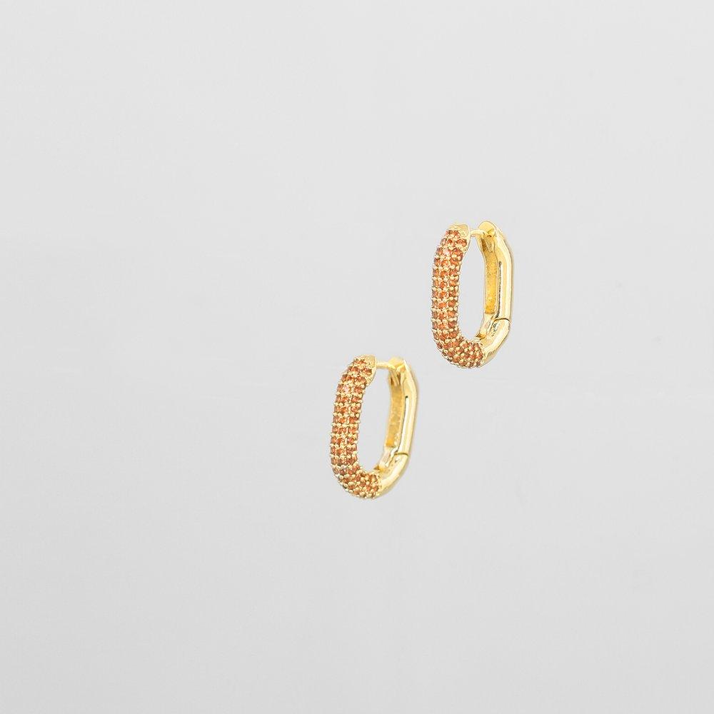 [Judy and Paul] Jeffrey Mini Yellow Gold Orange Brown Hoop Earrings E51653