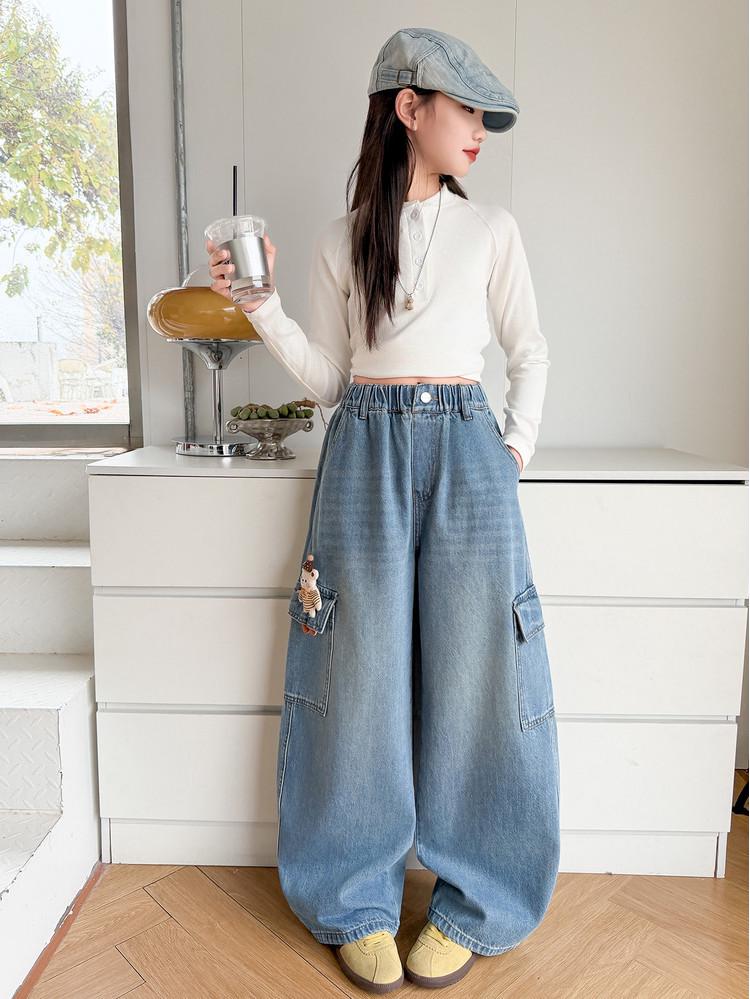 Weite Jeans für Mädchen - Stilvolles Outfit für Frühling/Herbst 2026 für mittlere und große Kinder