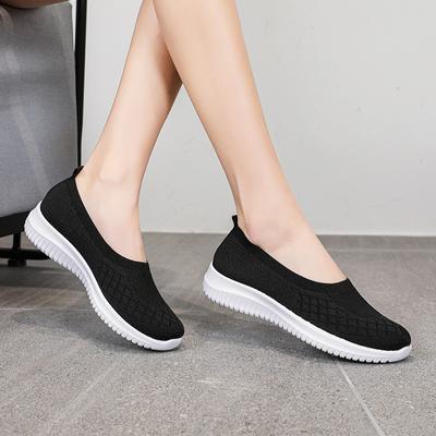 Women's Shoes 2024 High Quality Knitted Women's Vulcanize Shoes Breathable Women Sneakers Flat Heel Slip-on Ladies Casual Shoes