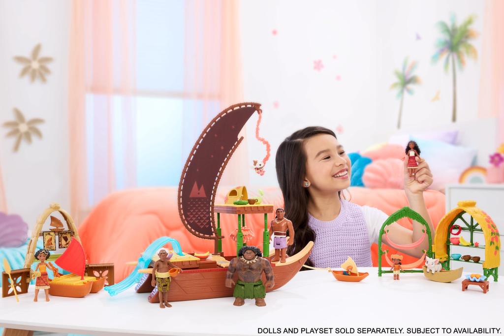 Mattel Disney Moana 2 Toy Moana Simea Village Home Playset with 2 Small Poor and 15 Accessories & Dolls, Figures,