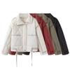 Womens Oversized Cotton-Padded Jacket With Large Pockets Solid Color Zipper Front Loose Fit 2025 Casual Outerwear