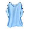 Damen Oberteile Rundhals Fledermausärmel Kurze Ärmel Knöpfe Dekoration T-Shirt Lockerer Schnitt Einfarbige Sommer Freizeitbluse
