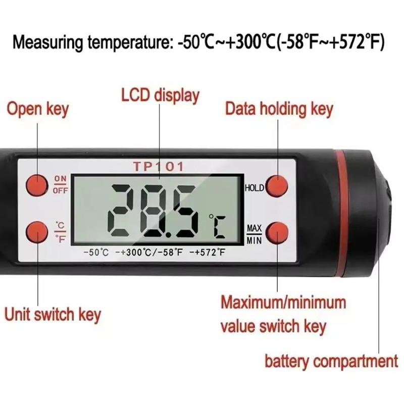 Digital Meat Thermometer with Food Cooking BBQ Probe for Water Milk Oil Oven Temperature Measurement, Digital with 0.1 Accuracy