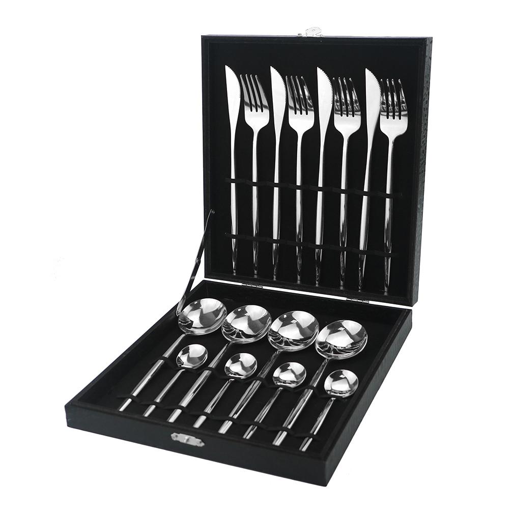 16pcHigh Grade Luxury Rainbow Dinnerware Set Fork Knife Spoon Black Cutlery Set Stainless Steel Flatware Set With Gift Box Hotel