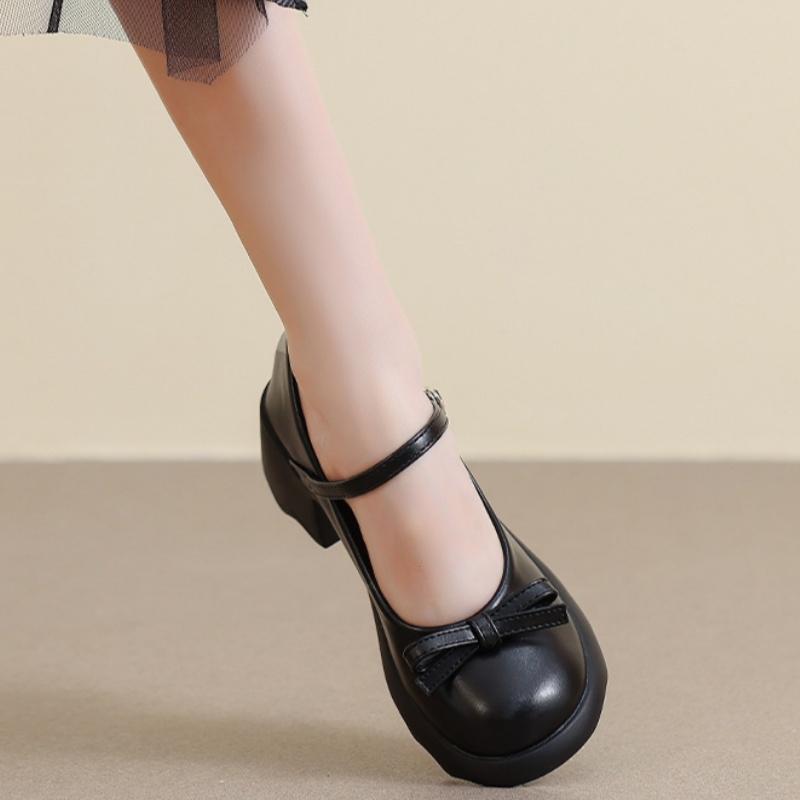 Fashion 2025 New Style Women Pumps Mary Janes Shoes Fashion Elegant Chunky Platform High Heels Women Shoes Bow Ankle Buckle Party Shoes