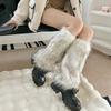 JK Imitation Fur Leg Warmers Y2k Boot Cover Cute Long Stockings  Women