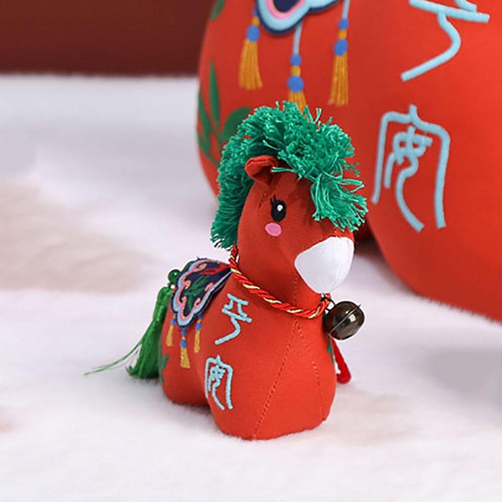 Stuffed Animal Chinese Horse Mascot Embroidery New Year Blessing Souvenir  Festival Decoration
