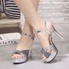 Fashion Summer New Fashion Women Sandals Platform Sequins Bow Open Toe Super High Heels Sandales Female Nightclub Heeled Women's Shoes