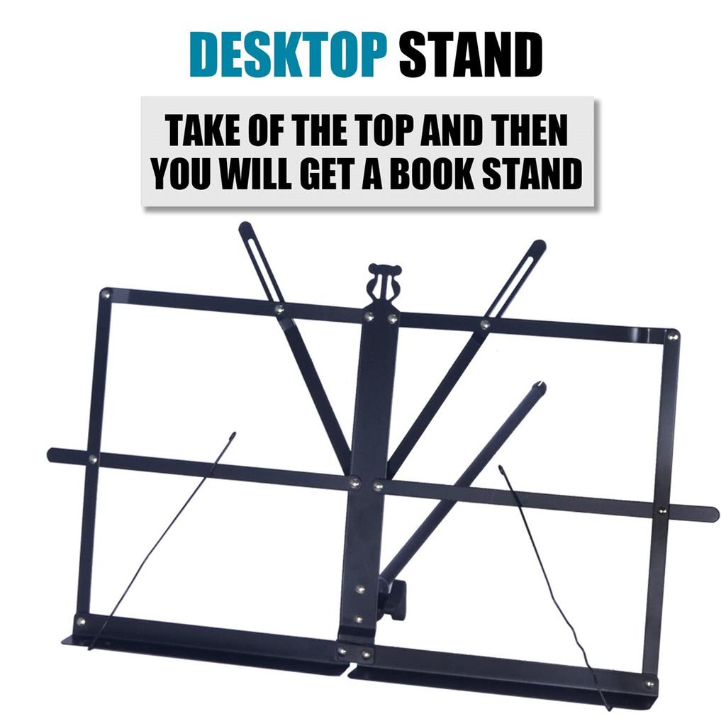 Music Stand 2 In 1 Dual Use Folding Sheet Music Stand Desktop Book Stand Portable and Lightweight
