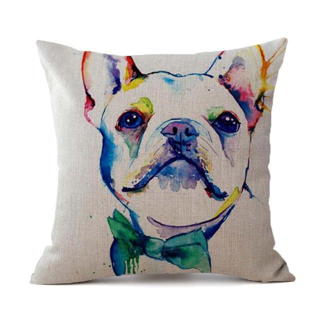 Creative Bulldog Pillow Case Linen Cartoon Dog Decorative Pillowcases Cute Bulldog Throw Pillow Case Kussensloop Almohada Zt274