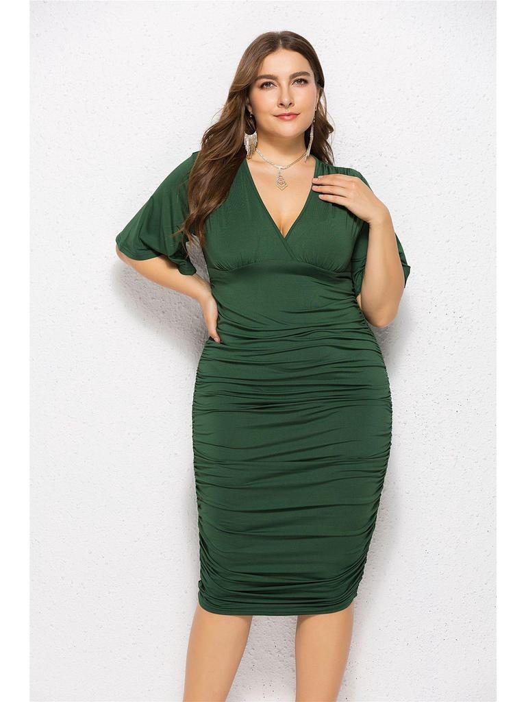 Elastic V-Neck Sexy Summer Dress - Plus Size Women's Fashion, European and American Style
